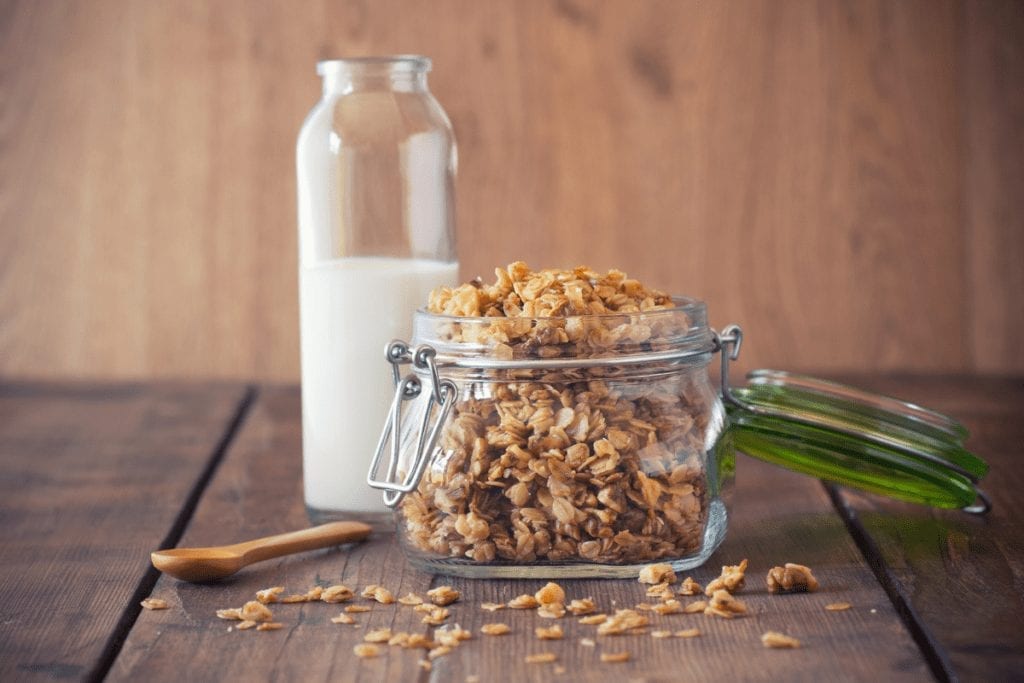 Gluten Free Pecan Pie Granola with milk