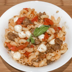 Gluten Free Sausage Tomato & Mozzarella Pasta