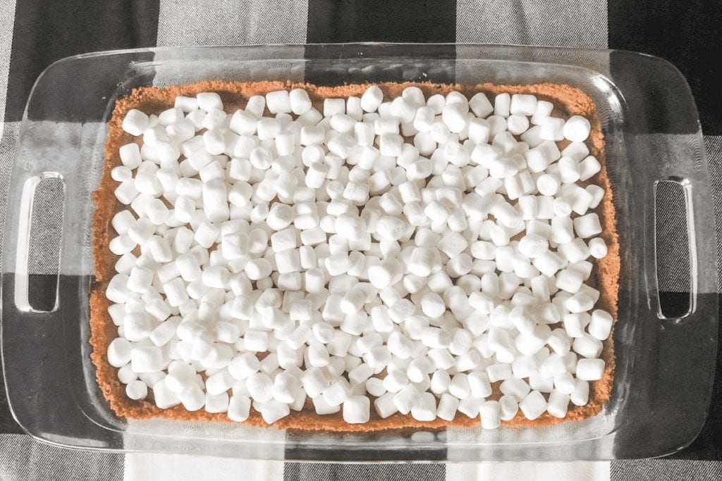 Marshmallows on gluten free pumpkin cheesecake bars