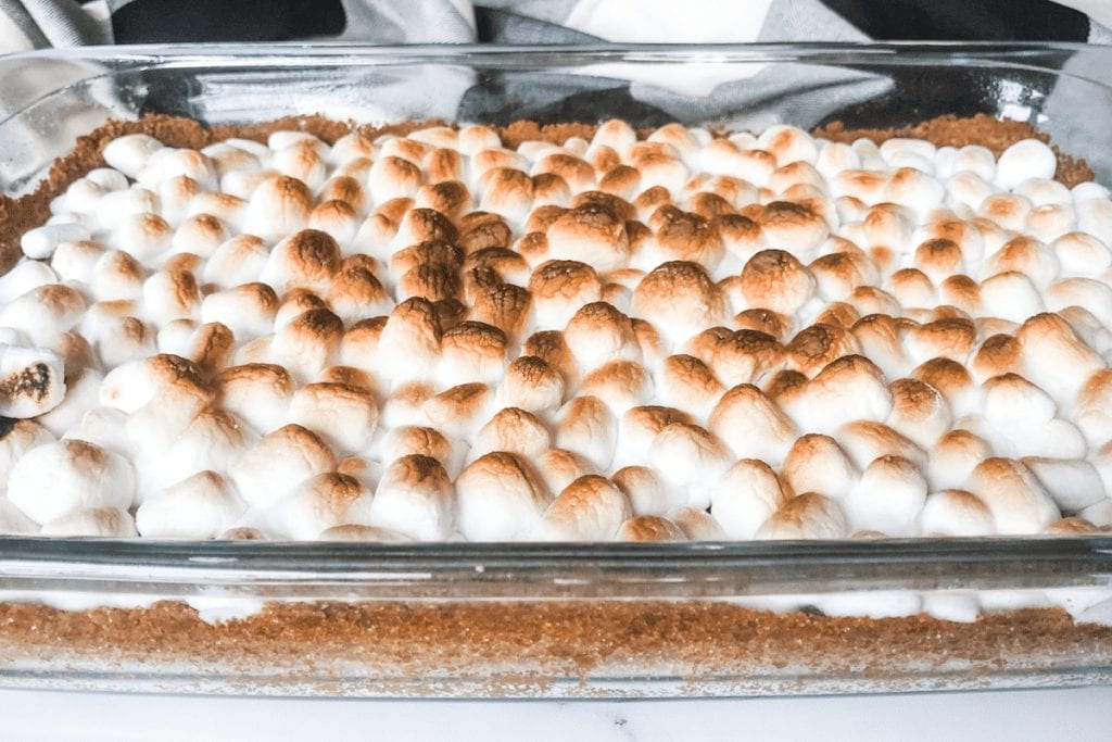 toasted Marshmallows on gluten free pumpkin cheesecake bars