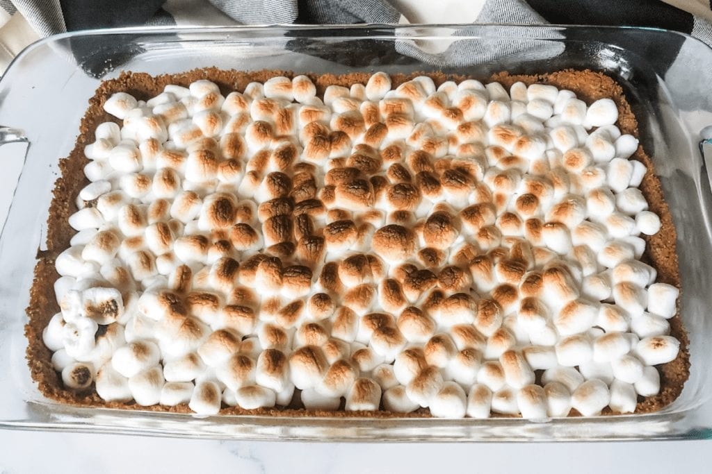 toasted Marshmallows on gluten free pumpkin cheesecake bars