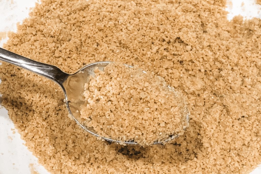 close up of graham cracker crumbs