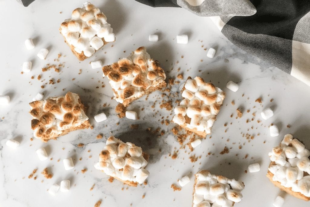 Gluten Free Pumpkin Cheesecake Bars with Toasted Marshmallows
